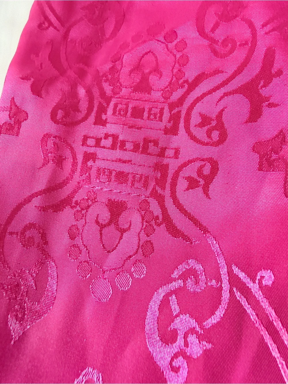 Fuchsia Pink Satin Brocade Tang Suit Pants Youth L